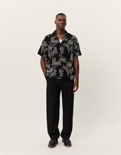 LES DEUX - Liam AOE Flower SS Shirt Noir - Lothaire