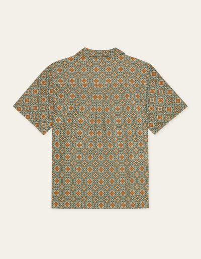 LES DEUX - Lukas Arabesque AOP SS Shirt Vert algue - Lothaire