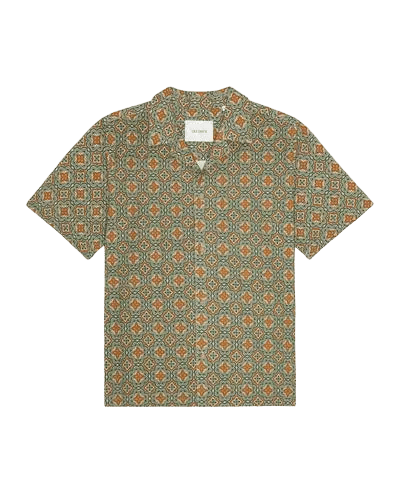 LES DEUX - Lukas Arabesque AOP SS Shirt Vert algue - Lothaire