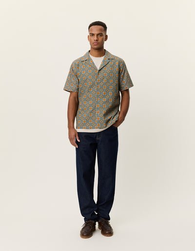 LES DEUX - Lukas Arabesque AOP SS Shirt Vert algue - Lothaire