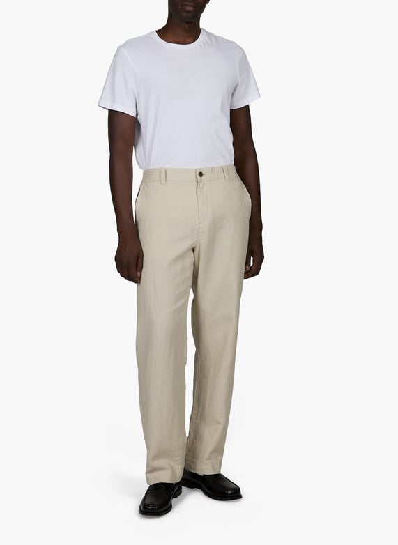 LES DEUX - Pantalon Droit en Lin et Coton Beige Sable - Lothaire