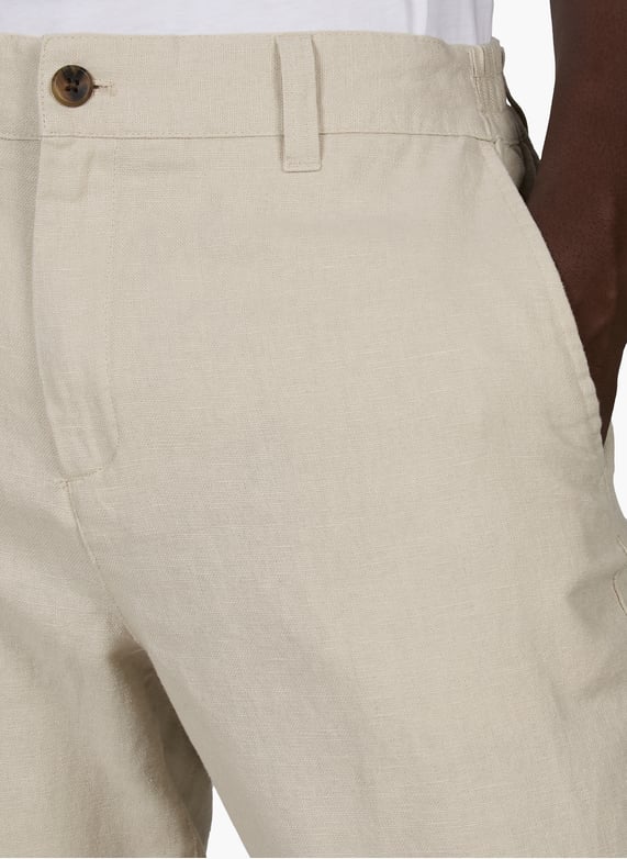 LES DEUX - Pantalon Droit en Lin et Coton Beige Sable - Lothaire