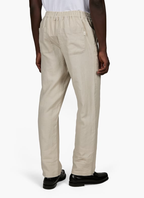 LES DEUX - Pantalon Droit en Lin et Coton Beige Sable - Lothaire