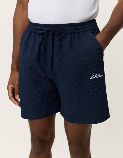 LES DEUX - Stan Seersucker Swim Shorts Bleu marine - Lothaire