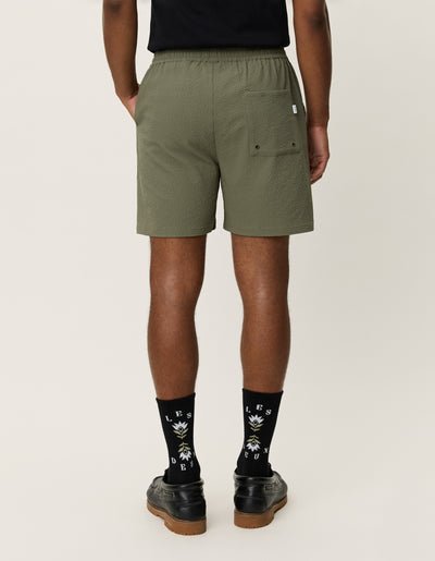 LES DEUX - Stan Seersucker Swim Shorts Vert sauge - Lothaire
