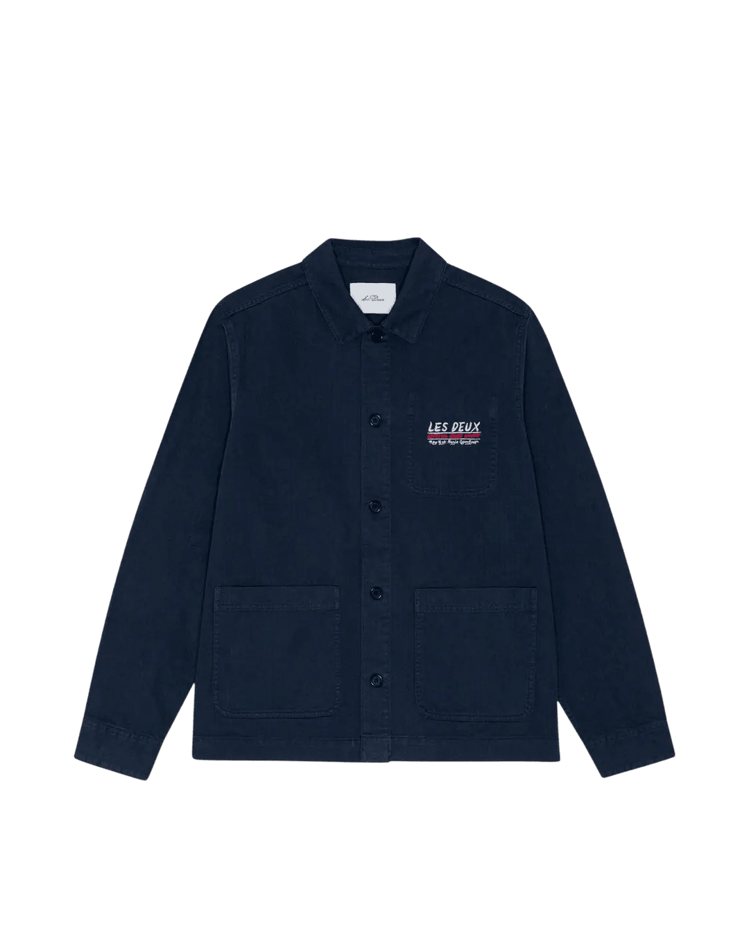 LES DEUX - Surchemise droite boutonnée à broderies Marine foncé - Lothaire