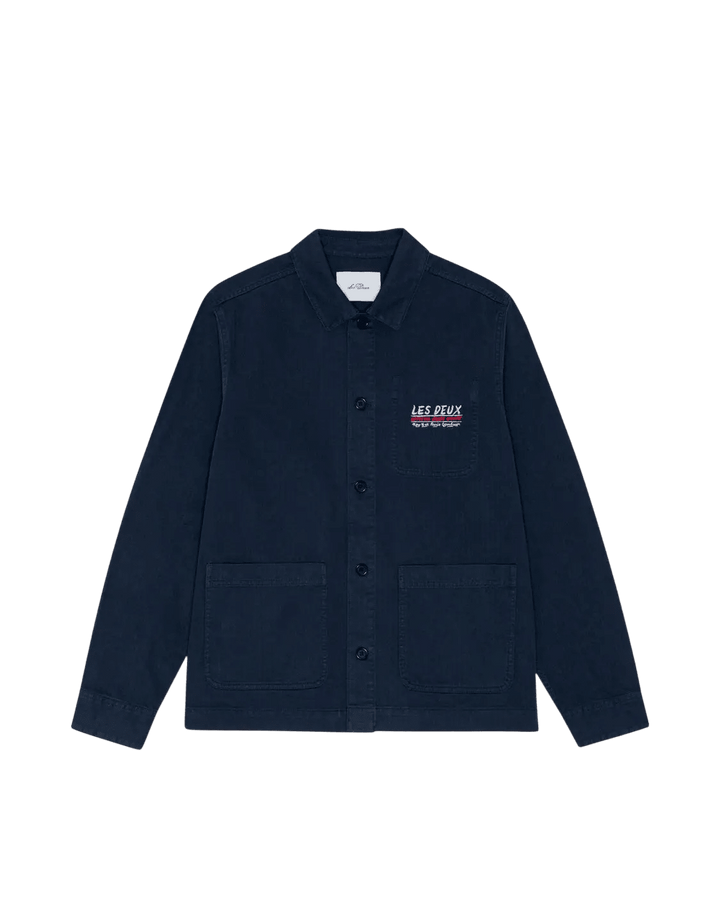 LES DEUX - Surchemise droite boutonnée à broderies Marine foncé - Lothaire
