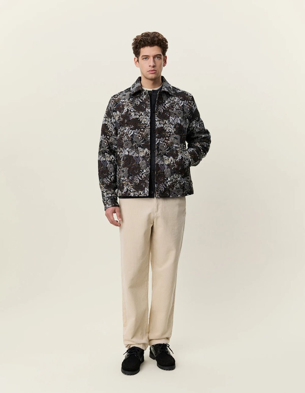 LES DEUX - Surchemise jacquard à motif floral Sable foncé - Lothaire