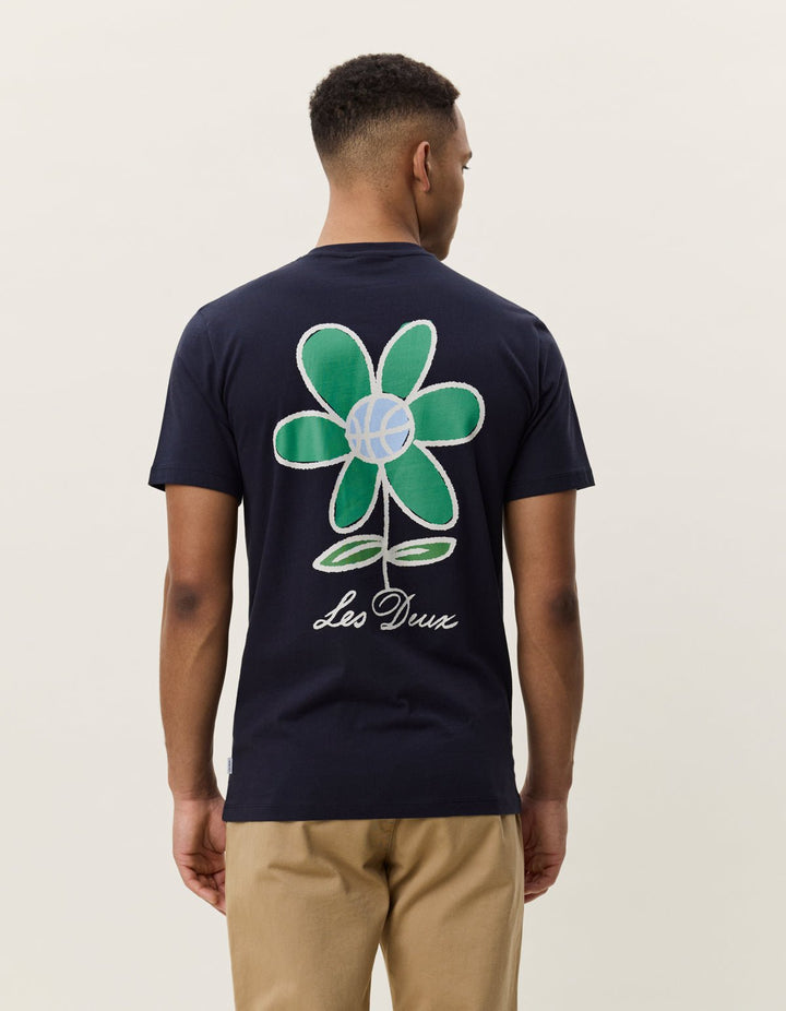 LES DEUX – T-shirt Flower Bleu nuit foncé - Lothaire