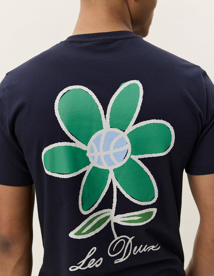 LES DEUX – T-shirt Flower Bleu nuit foncé - Lothaire