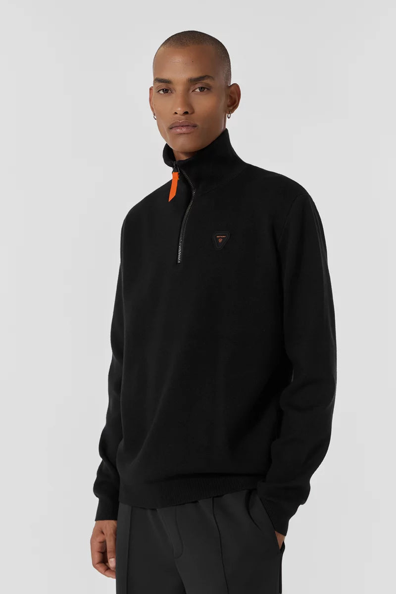 GERTRUDE - Pull Lewispatch col camionneur en maille jacquard Noir