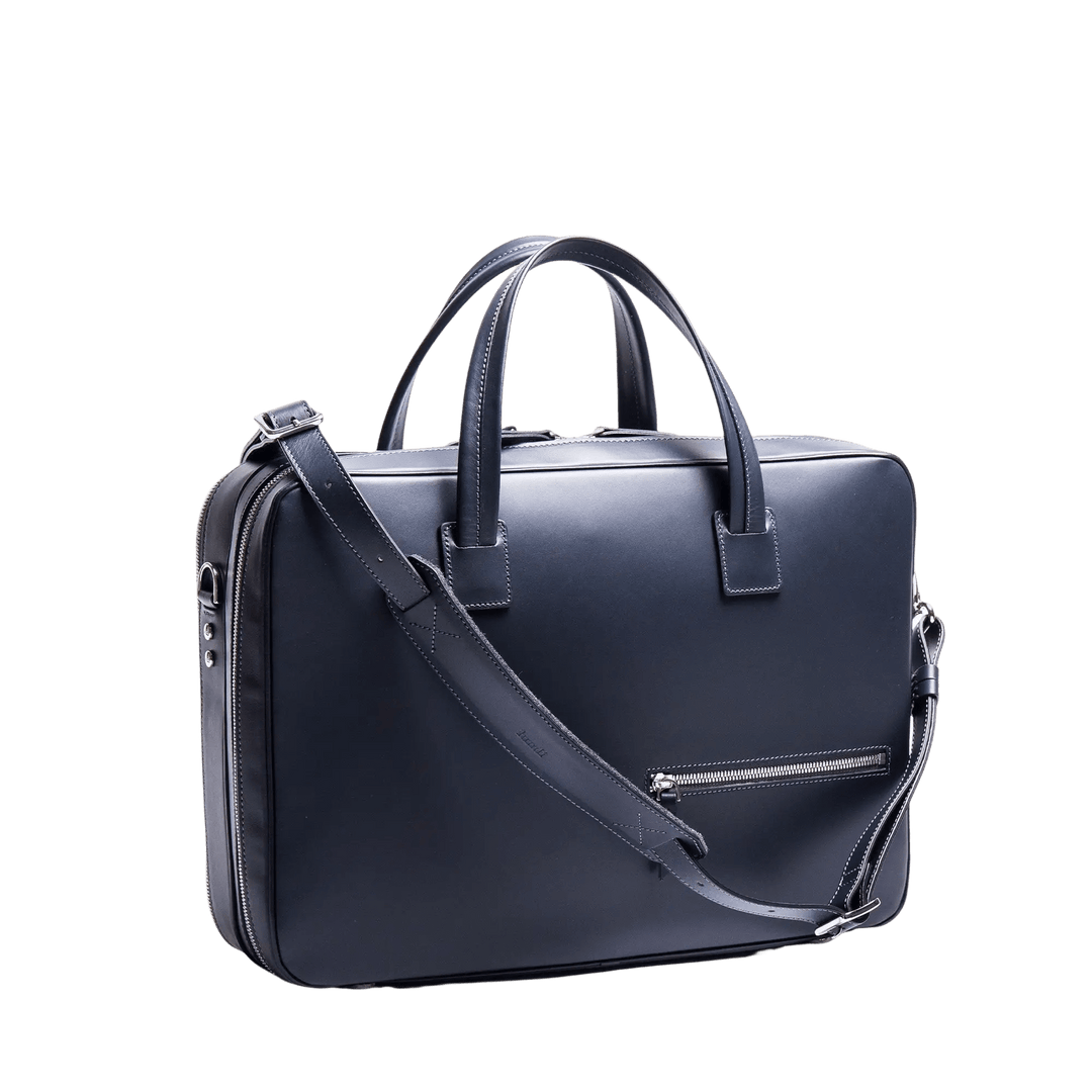 Lundi Paris - BELLECOURT - Marine | Sac ordinateur 36 heures lundi en cuir lisse - Lothaire