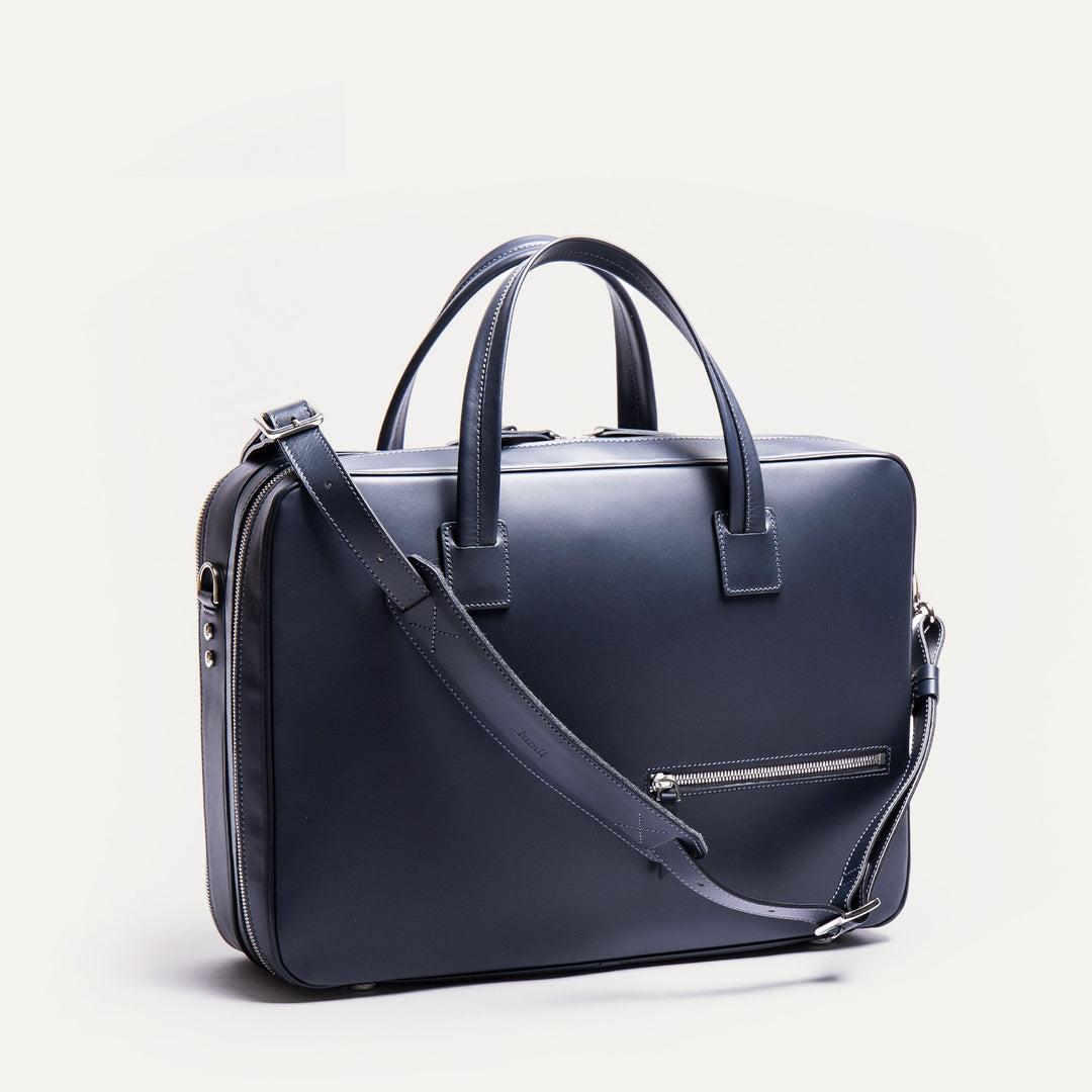 Lundi Paris - BELLECOURT - Marine | Sac ordinateur 36 heures lundi en cuir lisse - Lothaire