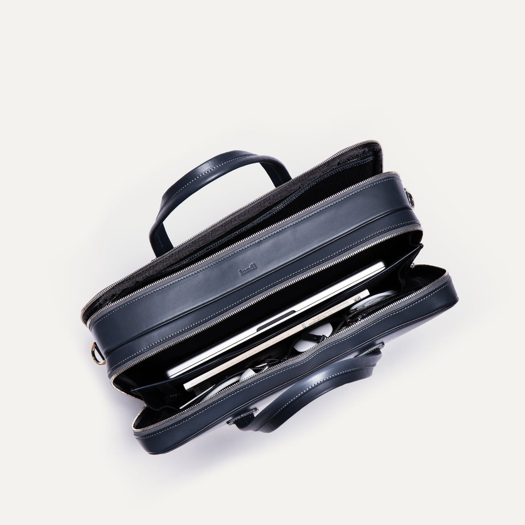 Lundi Paris - BELLECOURT - Marine | Sac ordinateur 36 heures lundi en cuir lisse - Lothaire