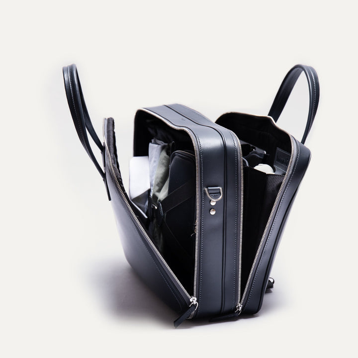 Lundi Paris - BELLECOURT - Marine | Sac ordinateur 36 heures lundi en cuir lisse - Lothaire