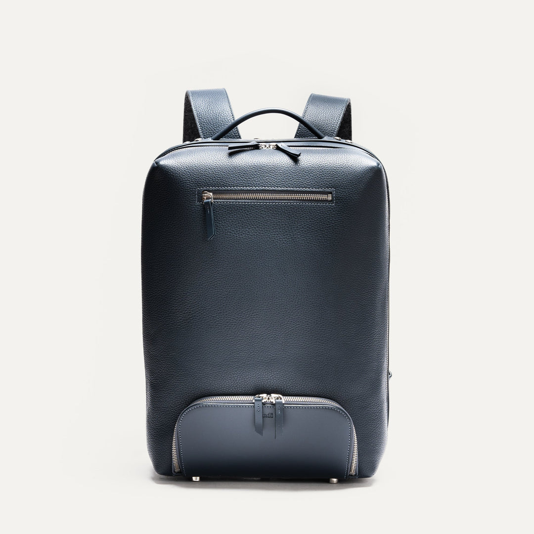 Lundi Paris - GASPARD, Marine | Sac à dos 36 heures lundi en cuir grainé - Lothaire