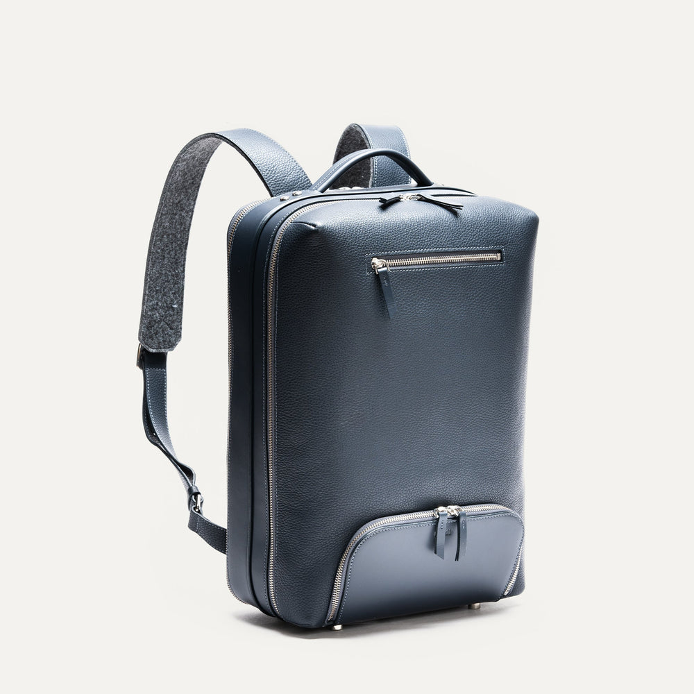 Lundi Paris - GASPARD, Marine | Sac à dos 36 heures lundi en cuir grainé - Lothaire