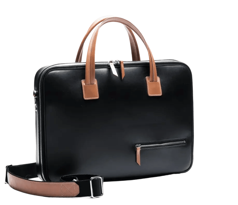 LUNDI PARIS - Porte documents - ALESSANDRO noir et cognac - Lothaire