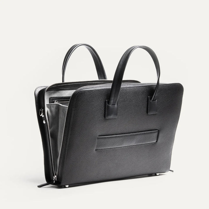 LUNDI PARIS - Porte-Documents Cameron en Cuir Grainé Noir - Lothaire