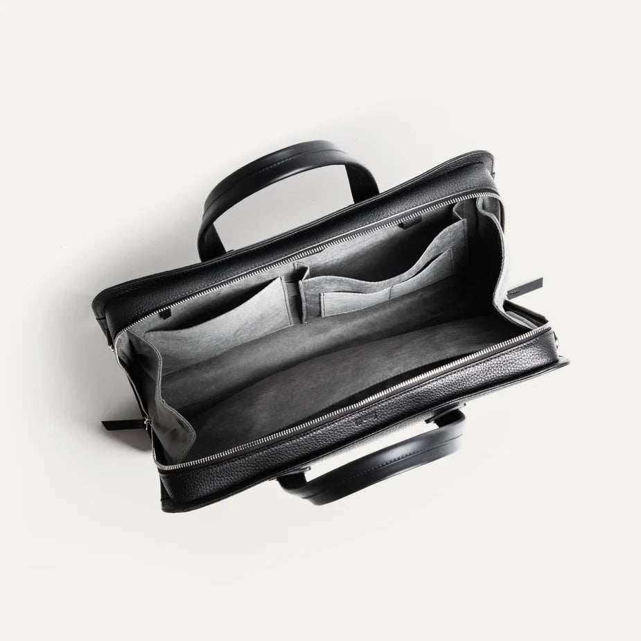 LUNDI PARIS - Porte-Documents Cameron en Cuir Grainé Noir - Lothaire