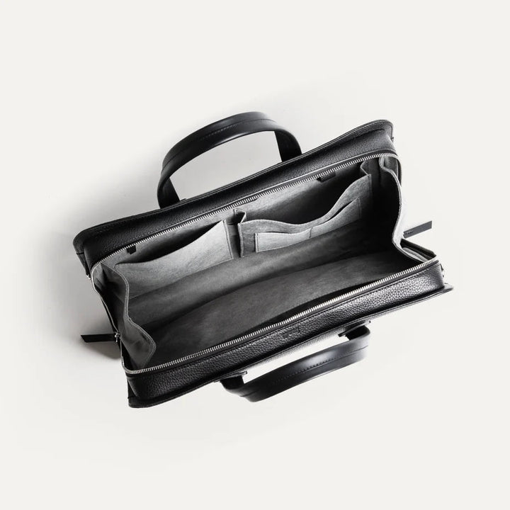 LUNDI PARIS - Porte-Documents Cameron en Cuir Grainé Noir - Lothaire