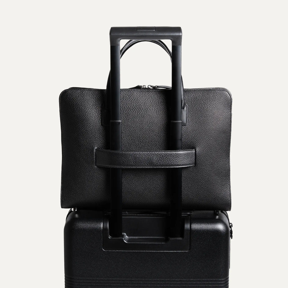 LUNDI PARIS - Porte-Documents Cameron en Cuir Grainé Noir - Lothaire