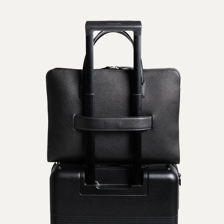 LUNDI PARIS - Porte-Documents Cameron en Cuir Grainé Noir - Lothaire