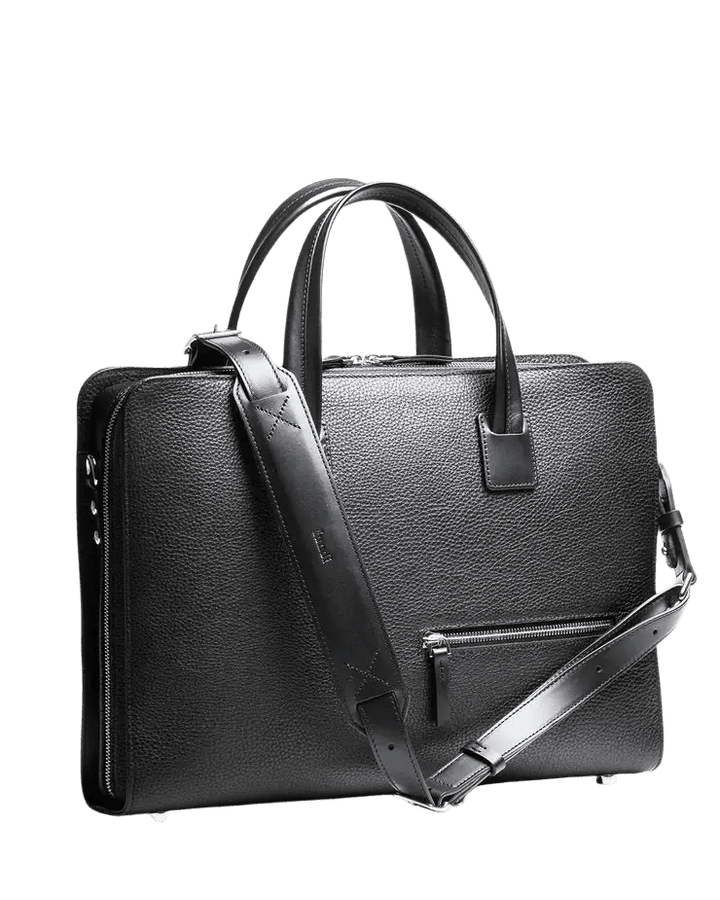 LUNDI PARIS - Porte-Documents Cameron en Cuir Grainé Noir - Lothaire