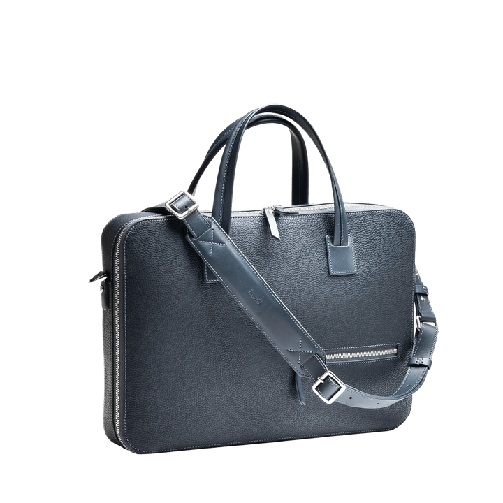 Lundi Paris - PORTE DOCUMENTS OSCAR | Cuir grainé marine - Lothaire