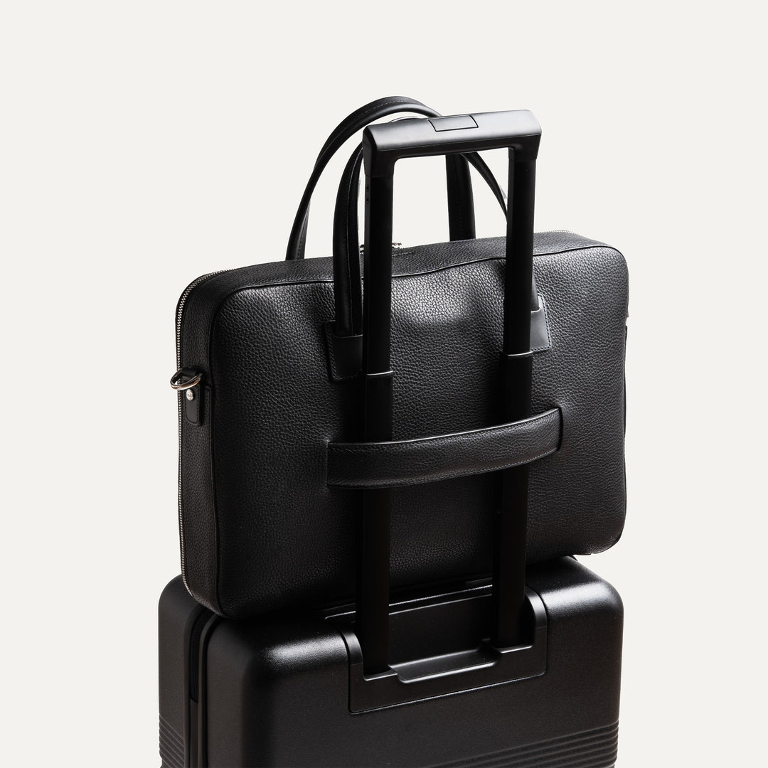 Lundi Paris - PORTE DOCUMENTS OSCAR | Cuir grainé Noir - Lothaire