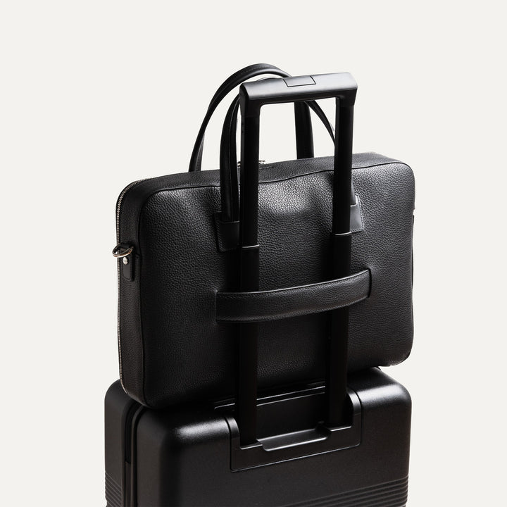 Lundi Paris - PORTE DOCUMENTS OSCAR | Cuir grainé Noir - Lothaire