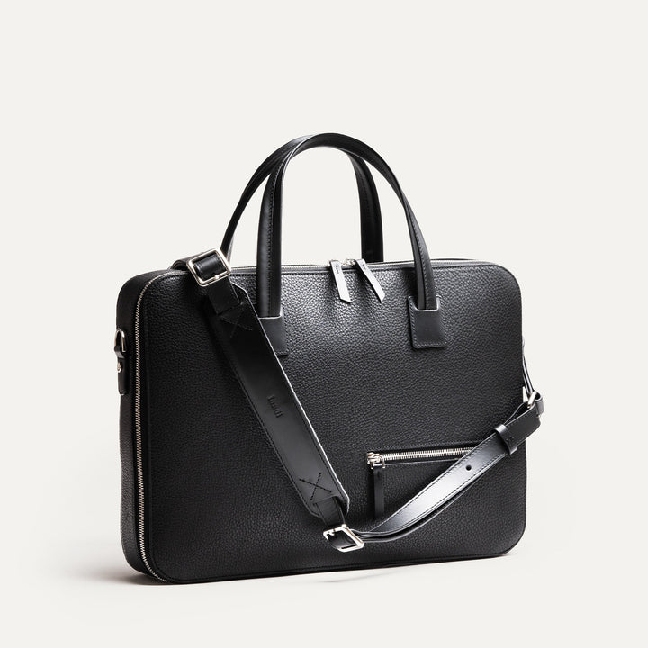 Lundi Paris - PORTE DOCUMENTS OSCAR | Cuir grainé Noir - Lothaire