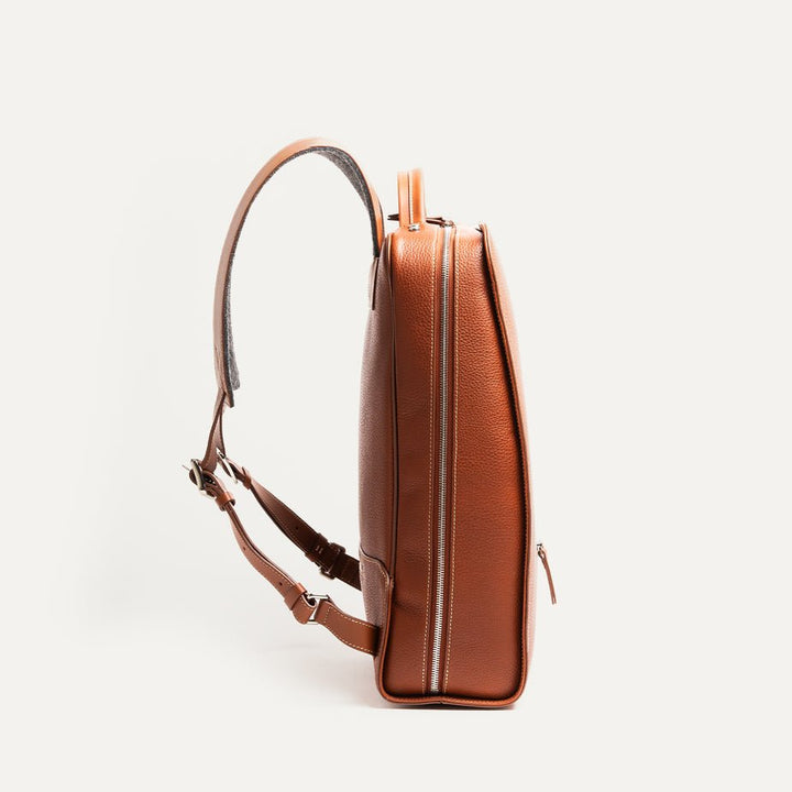 LUNDI PARIS - Sac à dos MARCUS en cuir grainé Cognac - Lothaire