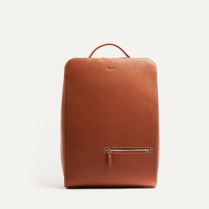 LUNDI PARIS - Sac à dos MARCUS en cuir grainé Cognac - Lothaire