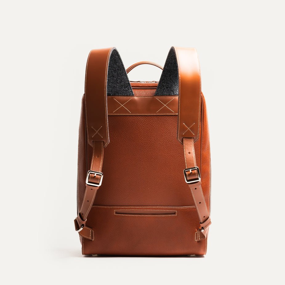 LUNDI PARIS - Sac à dos MARCUS en cuir grainé Cognac - Lothaire