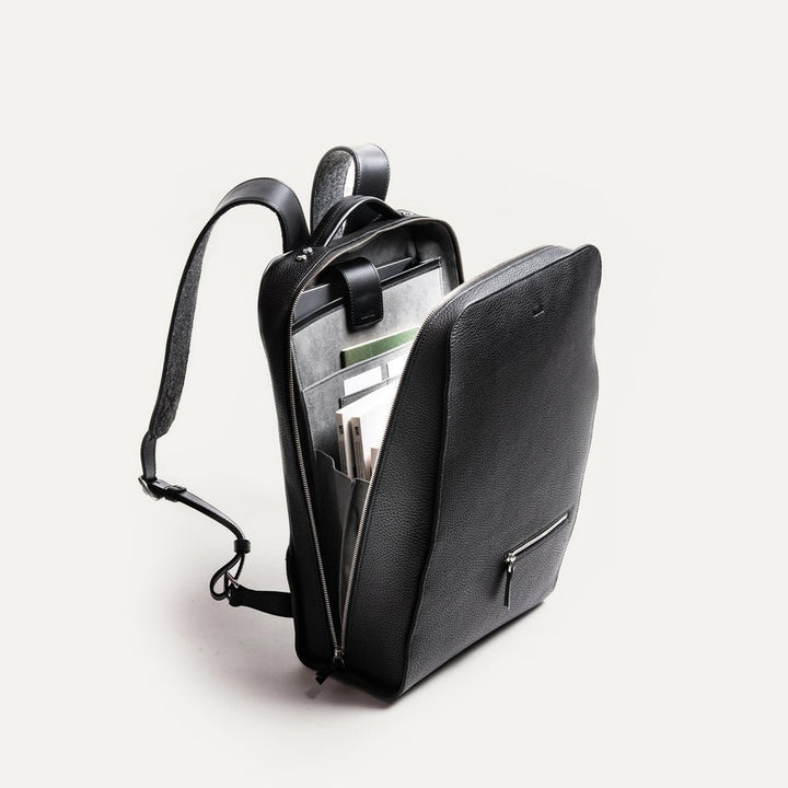 LUNDI PARIS - Sac à dos MARCUS en cuir grainé Noir - Lothaire