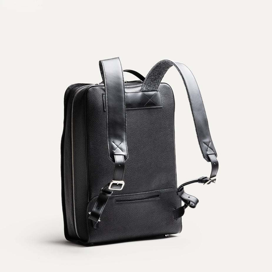 LUNDI PARIS - Sac à dos MARCUS en cuir grainé Noir - Lothaire