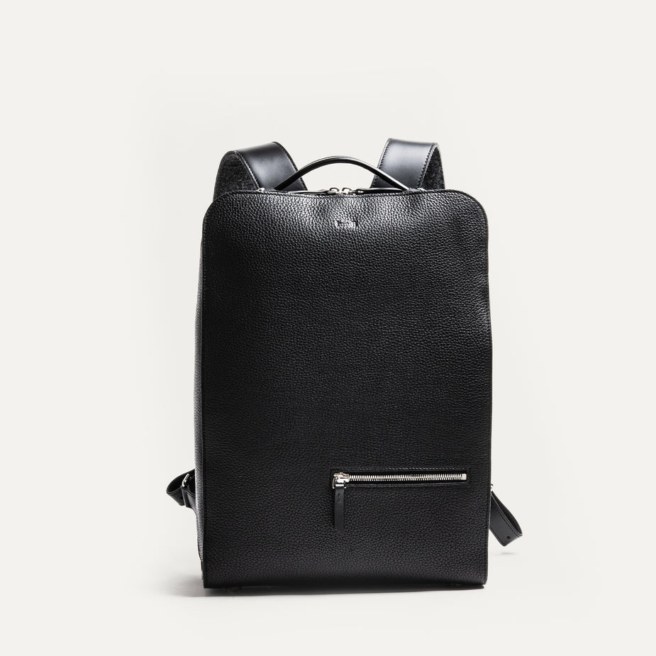 LUNDI PARIS - Sac à dos MARCUS en cuir grainé Noir - Lothaire