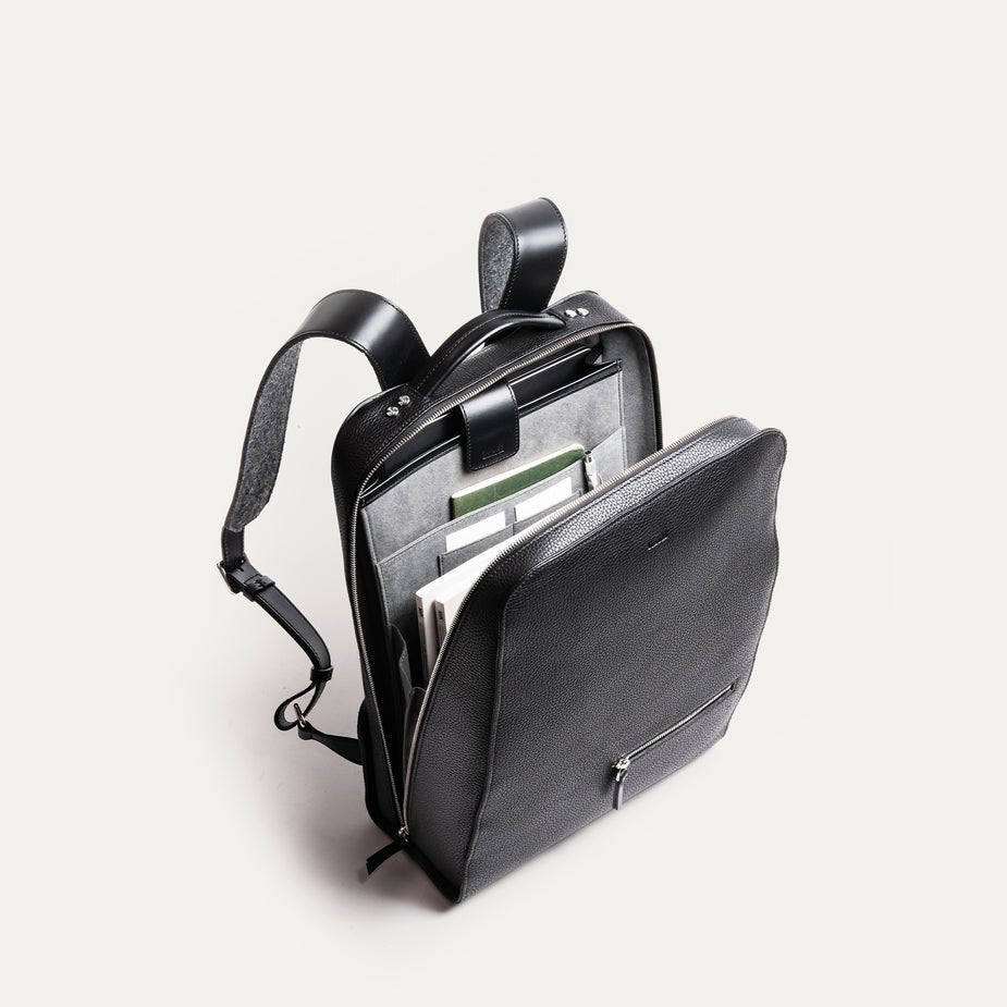 LUNDI PARIS - Sac à dos MARCUS en cuir grainé Noir - Lothaire