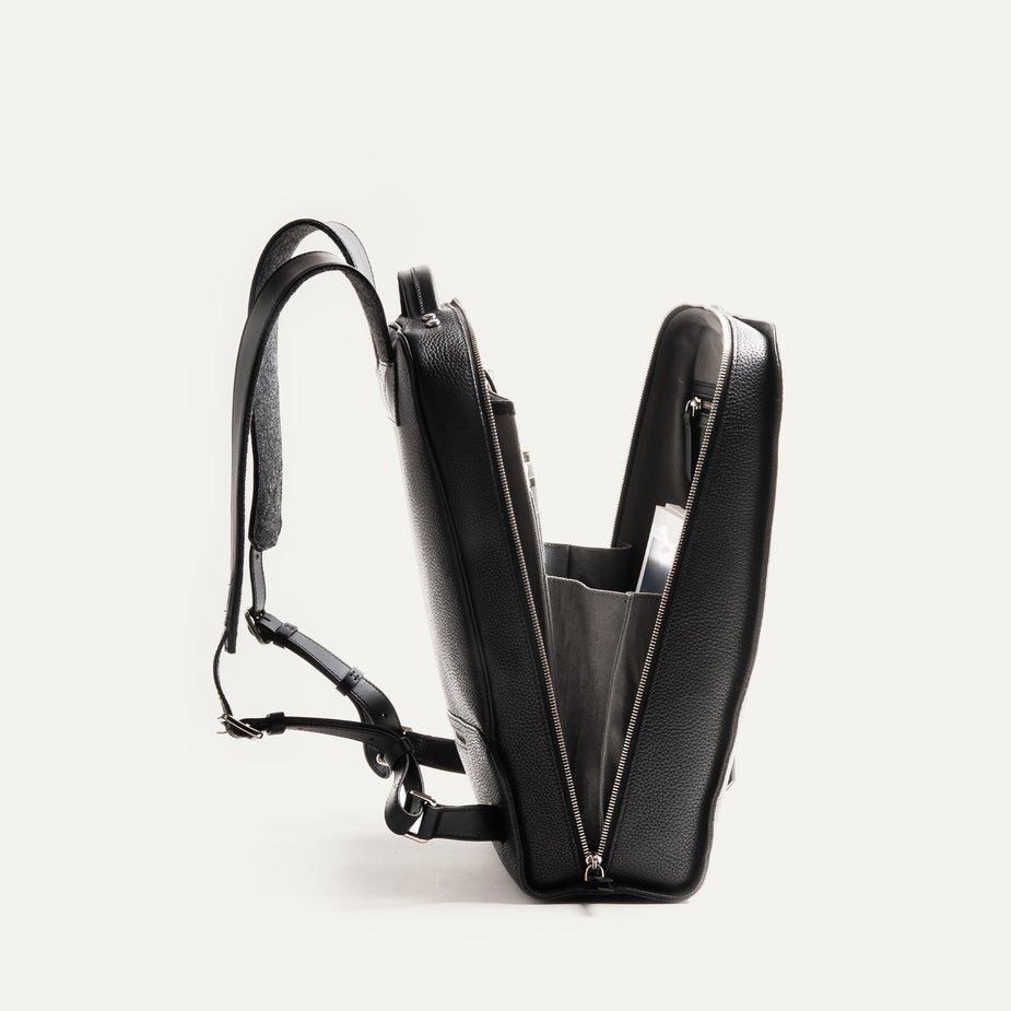 LUNDI PARIS - Sac à dos MARCUS en cuir grainé Noir - Lothaire