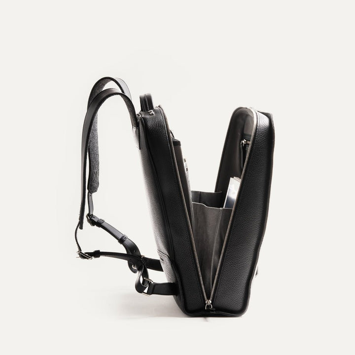 LUNDI PARIS - Sac à dos MARCUS en cuir grainé Noir - Lothaire