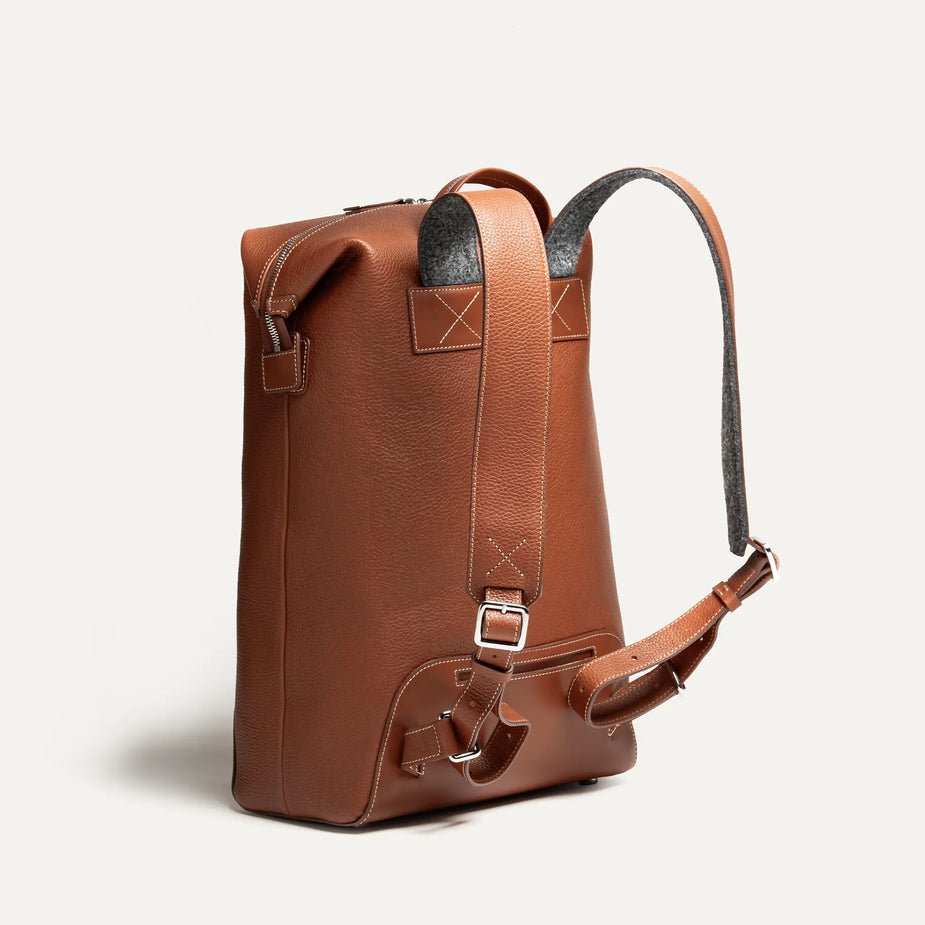 LUNDI PARIS - Sac à dos ROMEO en cuir Cognac - Lothaire