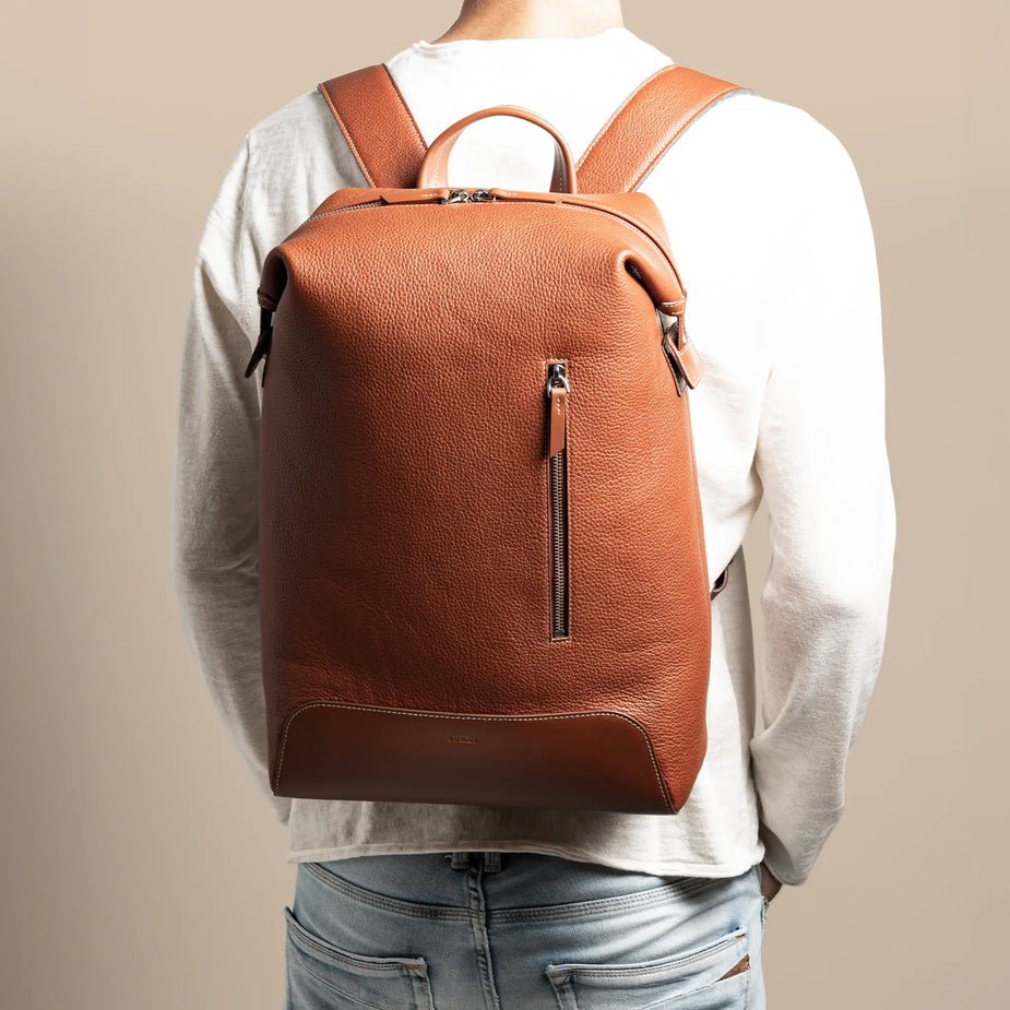 LUNDI PARIS - Sac à dos ROMEO en cuir Cognac - Lothaire