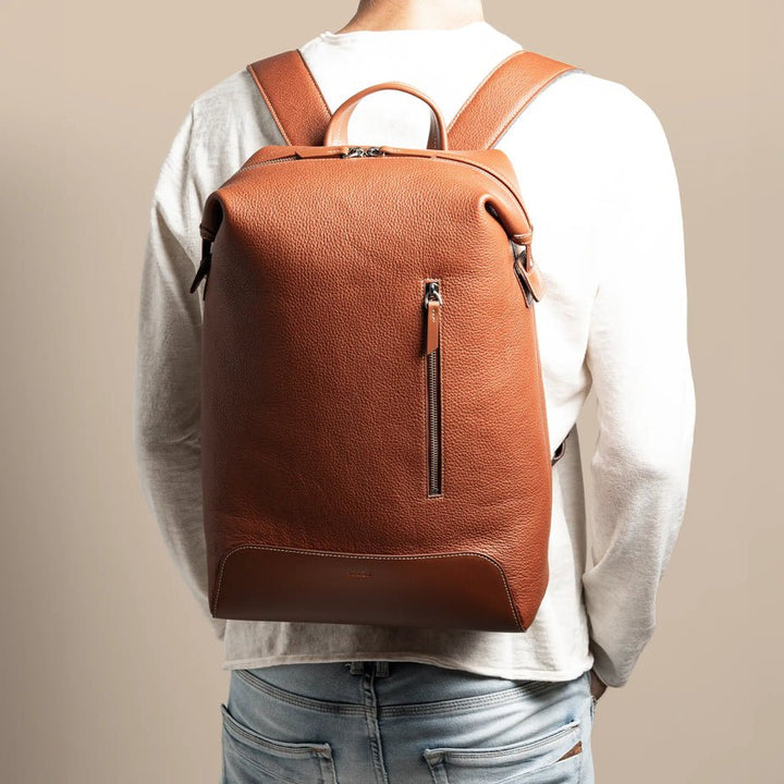 LUNDI PARIS - Sac à dos ROMEO en cuir Cognac - Lothaire
