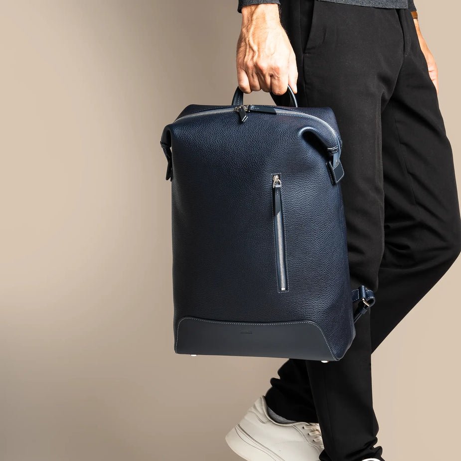 LUNDI PARIS - Sac à dos ROMEO en cuir Marine - Lothaire