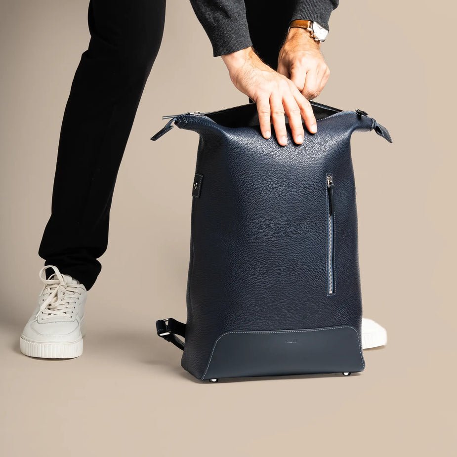 LUNDI PARIS - Sac à dos ROMEO en cuir Marine - Lothaire