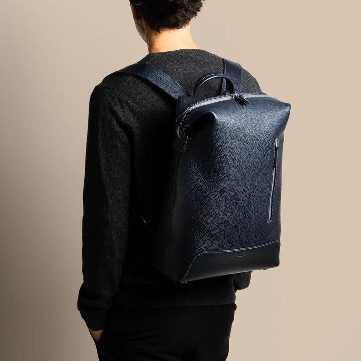 LUNDI PARIS - Sac à dos ROMEO en cuir Marine - Lothaire