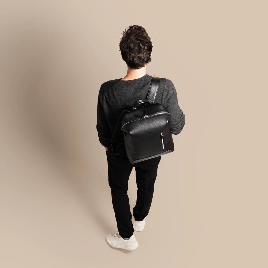 LUNDI PARIS - Sac à dos ROMEO en cuir Noir - Lothaire