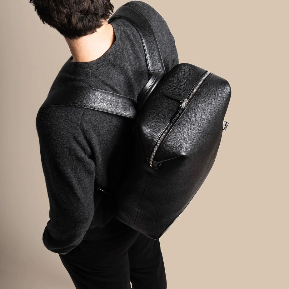 LUNDI PARIS - Sac à dos ROMEO en cuir Noir - Lothaire