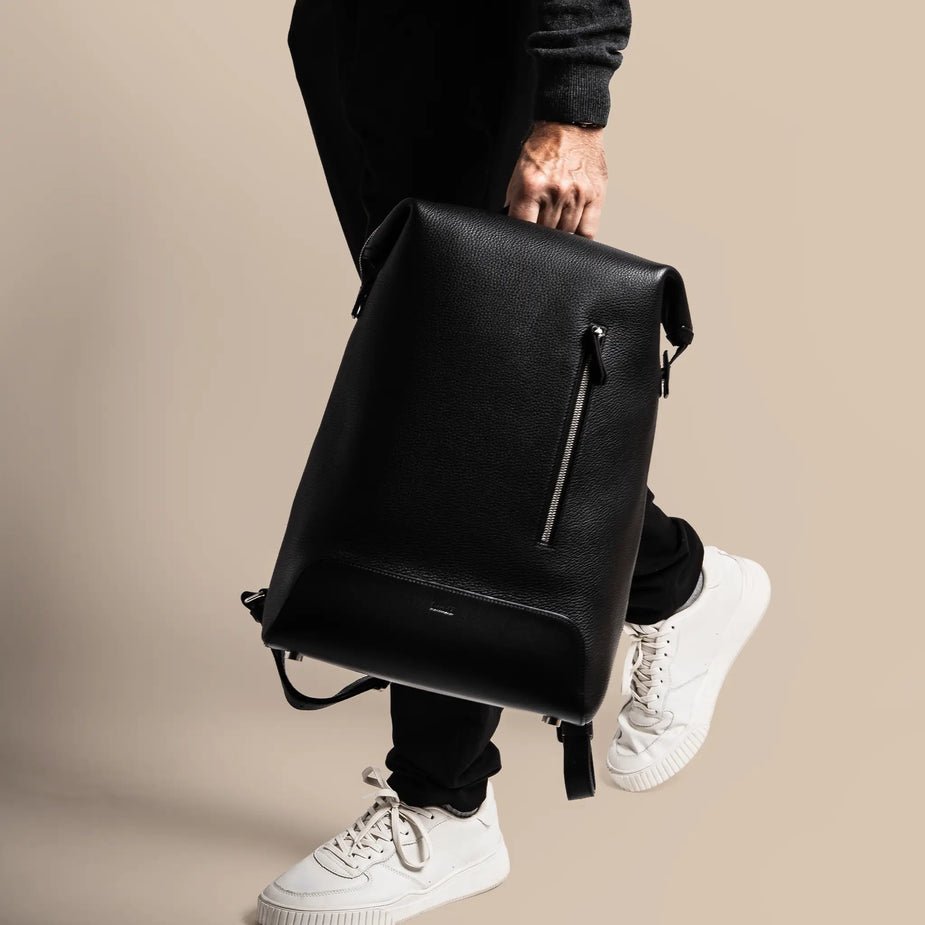 LUNDI PARIS - Sac à dos ROMEO en cuir Noir - Lothaire